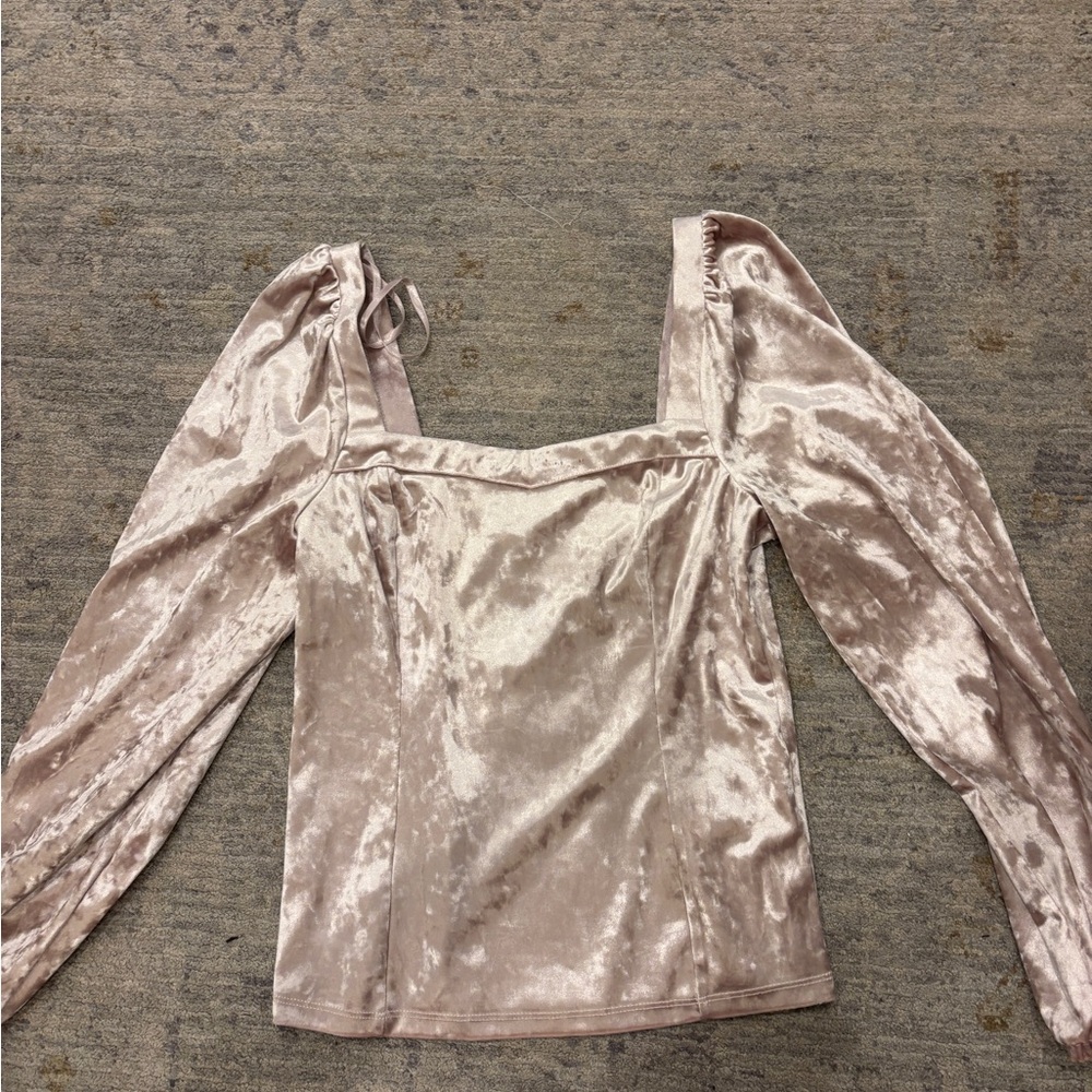 Anthropologie Blush Velvet Blouse